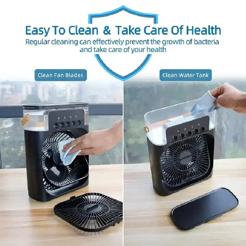 Humidifier Portable Air Conditioner Fan with 3 Wind Speed and 3 Spray Modes, Desktop Fan