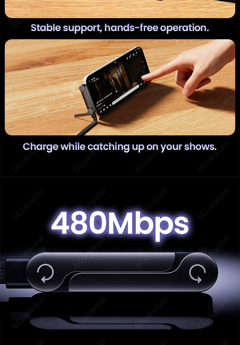 Type-C to Type-C 240W  Fast Charge Cable With Mobile  Stand