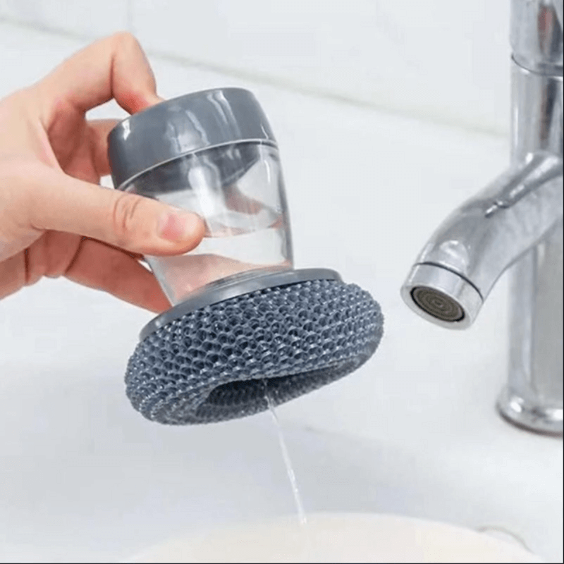Kitchen Soap Dispensing Palm Brush Easy Use Scrubber Wash Clean Tool Holder Soap Dispenser Brush