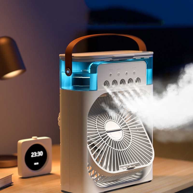 Humidifier Portable Air Conditioner Fan with 3 Wind Speed and 3 Spray Modes, Desktop Fan