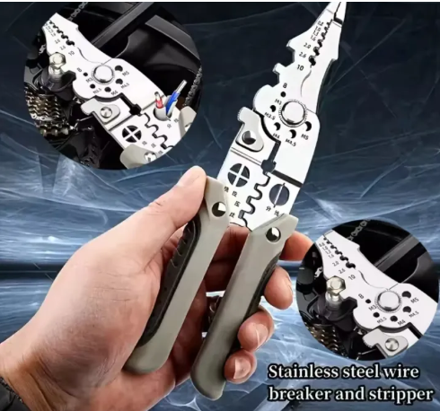 Professional 15-in-1 Multi-Functional Electrician Pliers – Heavy Duty Wire Stripper, Cutter, and Crimping Tool