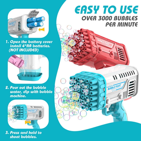 Electric Bubble Gun Machine Toy for Kids – Automatic Handheld Bubble Maker – Outdoor Fun Party Gift for Toddlers & Children