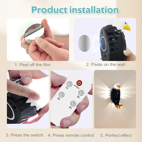 Bald Eagle Wall Light with Remote Control
