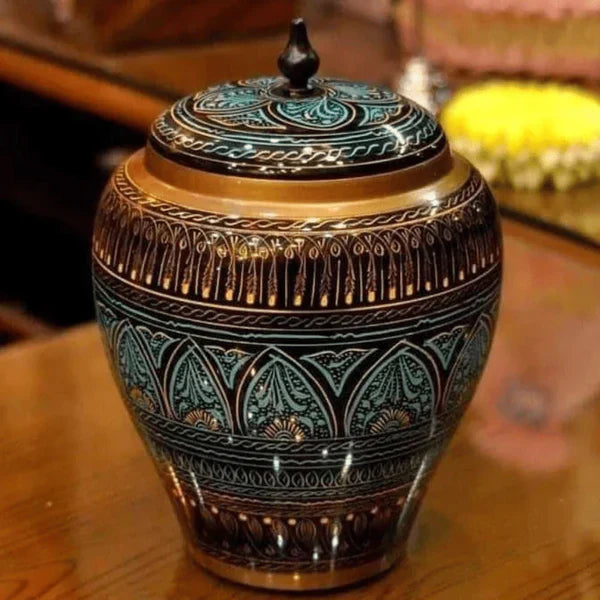 Wooden Candy jar Naqashi work 7inch height
