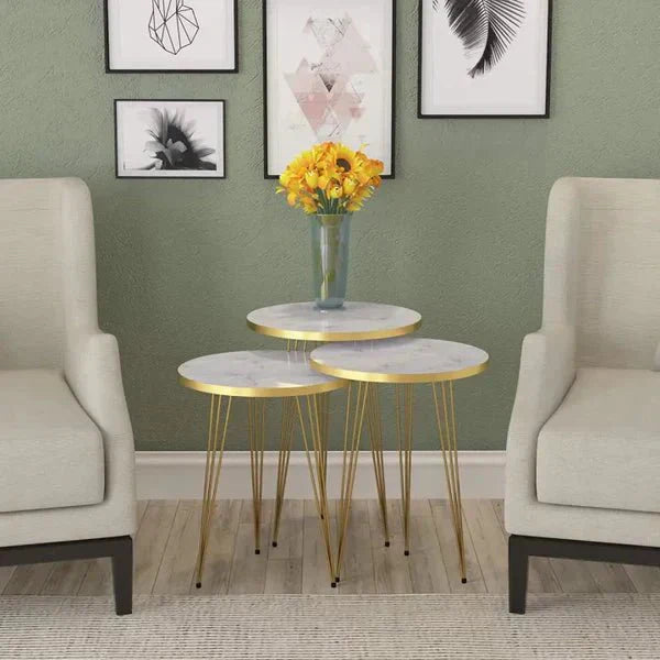 Round White/Black Side Table / Coffee Table