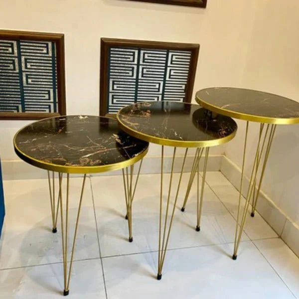 Round White/Black Side Table / Coffee Table